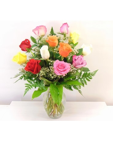 MANAGER SPECIAL DOZEN MIXED COLOR ROSES Flower Arrangement