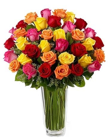 Three Dozen Multi-Color Roses Flower Arrangement