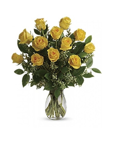 One Dozen Yellow Roses Flower Arrangement