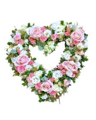 Heart in pinks Flower Arrangement