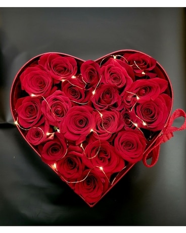 HEART BOX ROSES Flower Arrangement