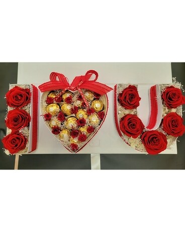 Valentine I love you chocolate box Flower Arrangement