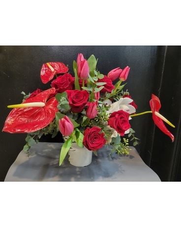 Satin Heart Flower Arrangement