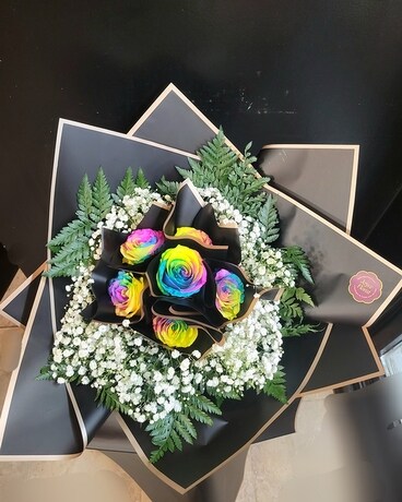 Rainbow Rose bouquet Flower Arrangement