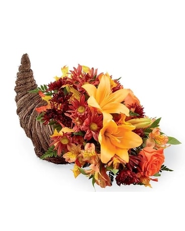 Thanksgiving Cornucopia Flower Arrangement
