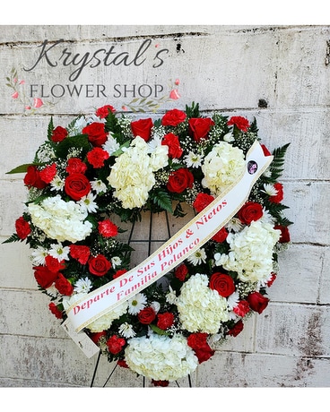 Red & White Open Heart Sympathy Arrangement