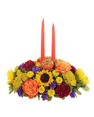 Fiery Fall Centerpiece Flower Arrangement