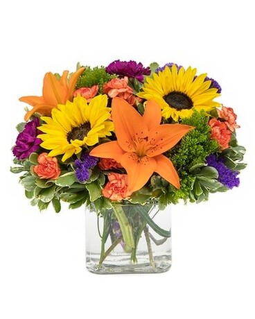 Bountiful Blooms Cube Flower Arrangement