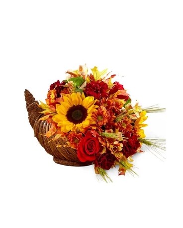 Fall Floral Cornucopia Flower Arrangement
