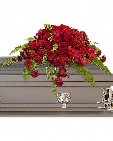 Red Rose Sanctuary Casket Spray Custom product