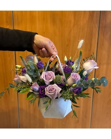 A Basket Full of Love (Lavender Roses) Flower Arrangement