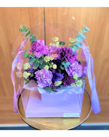 Mixed Carnation Hanging Box (purple) Flower Arrangement