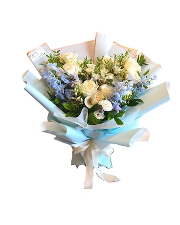 Elegant White and Blue Bouquet Bouquet