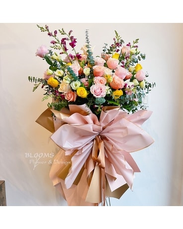 CONGRATULATION FLOWER STAND - BLUSH & PEACH Specialty Arrangement