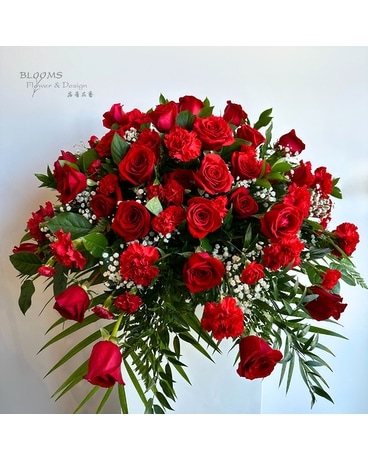 Elegant Red Casket Spray Funeral Casket Spray Flowers