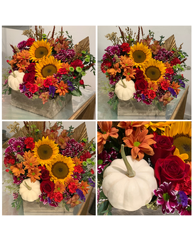 FALL Wooden Flower Box Flower Arrangement