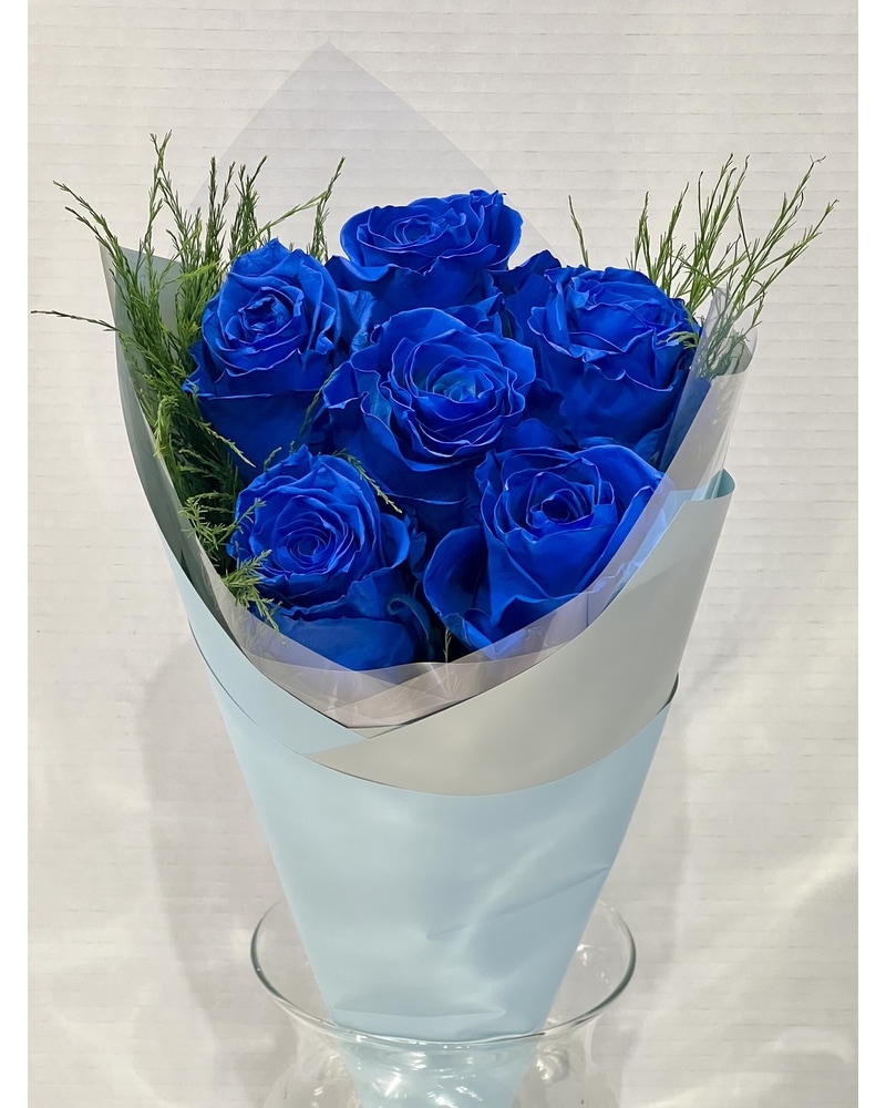 6 Blue Roses Hand Tie Bouquet in Burnaby BC - Hepatica Florist
