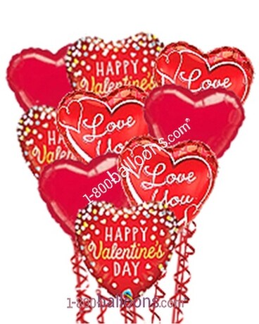 Happy Valentine's & Love You Balloons Balloon Bouquet