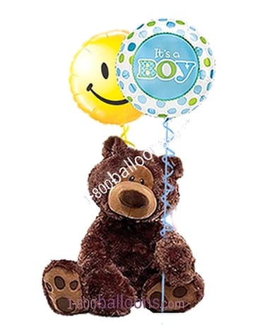 Boy Bear Balloon Bouquet