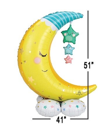 Giant Baby Moon and Stars Balloon Bouquet