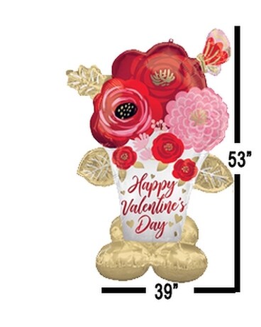 Happy Valentine Painted Flowers Balloon Bouquet