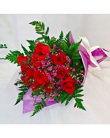 Red Rose Cut Bouquet by Lovebird Flowers Flower Arrangement