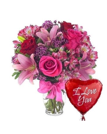 Perfect Day By Lovebird Flowers - With Balloon Flower Arrangement
