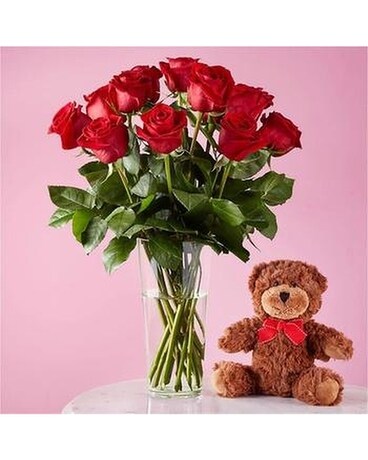 Tango In Paris Bouquet & Bear Set Flower Arrangement