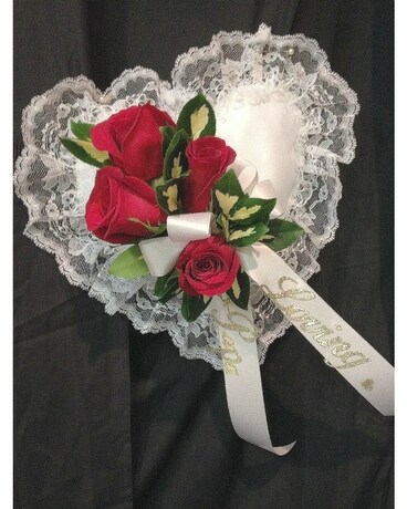 Satin Heart Casket PIllow