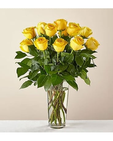 Long Stem Yellow Rose Bouquet Flower Arrangement