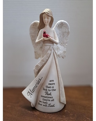 Carson angel with cardinal Gifts