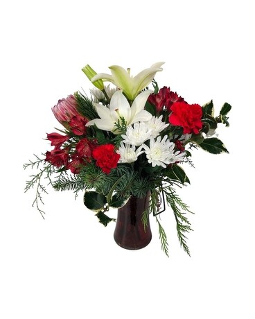 Red and White Christmas Flower Arrangement