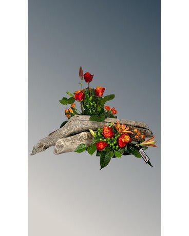 Beaver Chewed Branch Table Design Flower Arrangement