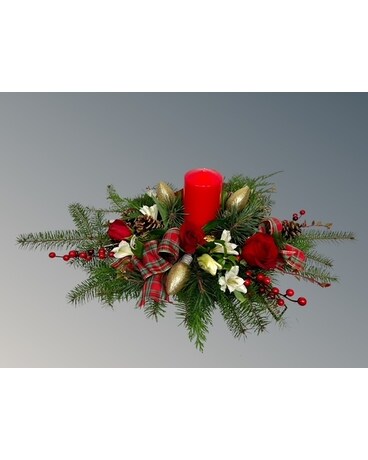 Christmas Gathering Centerpiece Flower Arrangement