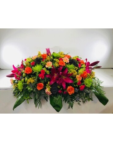 Casket Bouquet - Jewel Tones Sympathy Arrangement