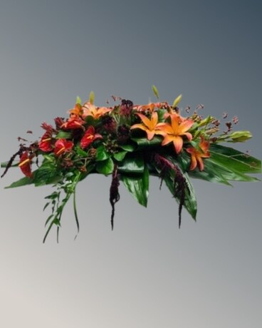 Casket Bouquet w/Tropical Flowers Sympathy Arrangement