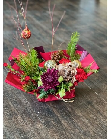 Gift For The Season With Chocolate Ornament Flower Arrangement