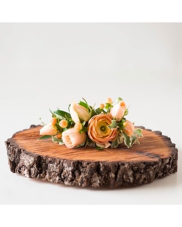 Peach Wrist Corsage Flower Arrangement