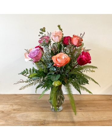 Spring Dozen Roses Flower Arrangement