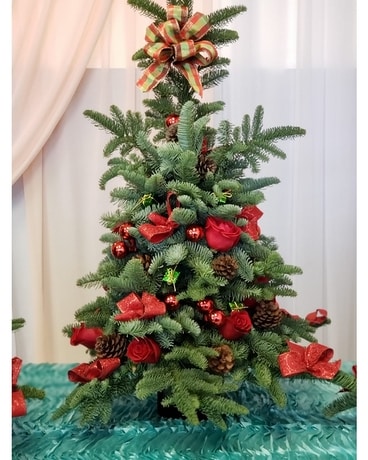 christmas tree flower arrangement