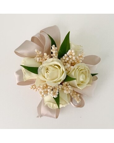 Fresh Corsage/ Champagne Ribbon Flowers