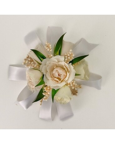 Fresh Corsage/ White Ribbon Flowers