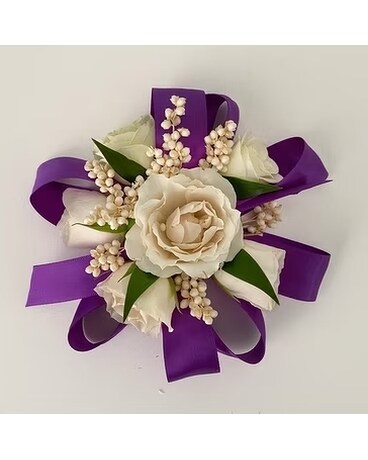 Fresh Corsage/ Purple Ribbon Flowers
