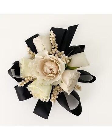 Fresh Corsage/ Black Ribbon Flowers