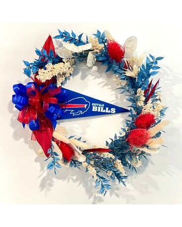 Bills Blue Blitz Wreath - Dried Flowers