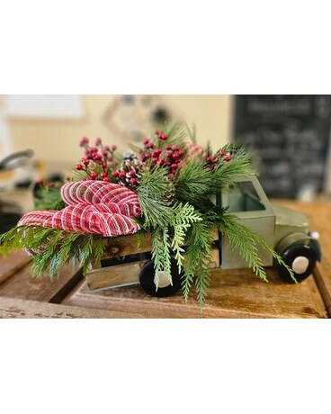 Old Fashion Christmas Truck Flower Arrangement