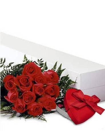 1 Dz Roses And Chocolates Flower Arrangement