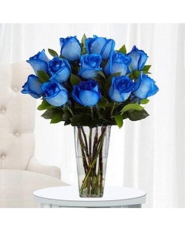 Royal Blue Roses Flower Arrangement