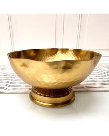 Gold Hammered Curve Bowl W/ Base Gifts