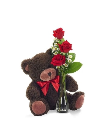 Bud Vase and Plush Flower Arrangement